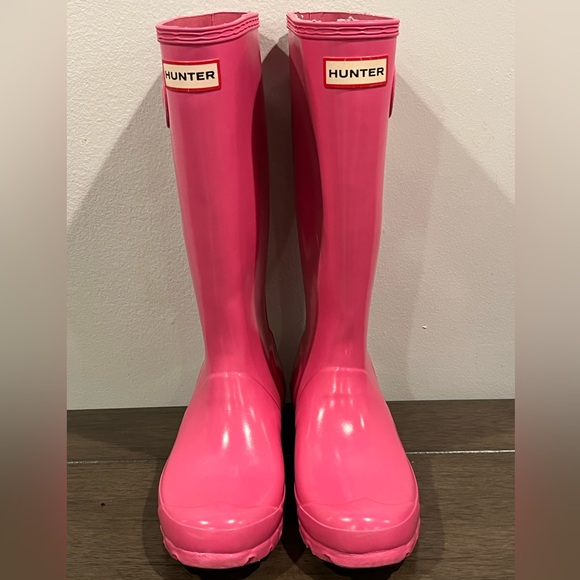 SOLD Hunter Rain Boots Tall Size US 4/5 Barbie Gloss Pink Side Buckle - Picture 4 of 6